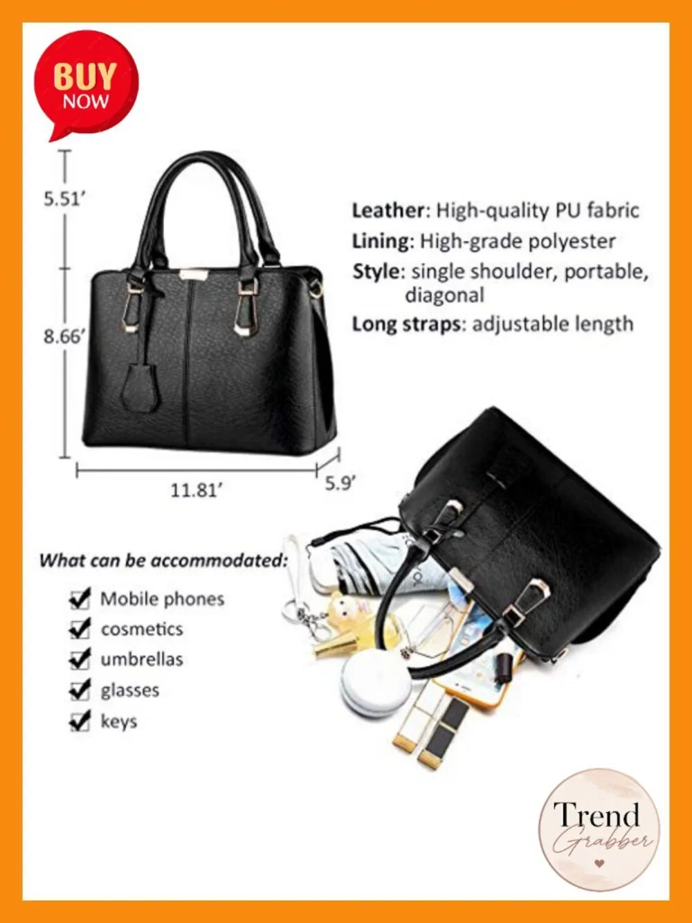 Faux Leather Satchel Handbag Tote Top Handle Work Bag